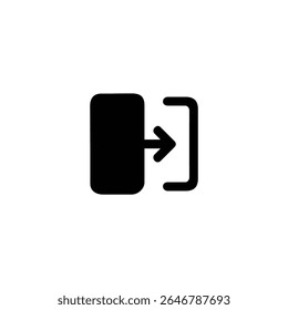 A solid and outline frame with a right arrow, symbolizing a slide-out or push-right transition effect. Isolated on white.
