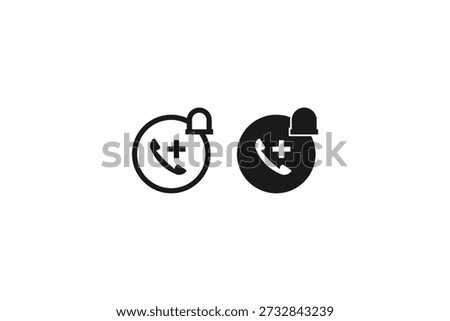 solid and outline icon of emergency call