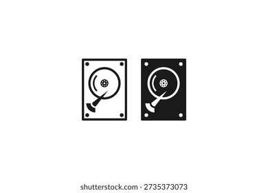 Icono sólido y de contorno del disco duro