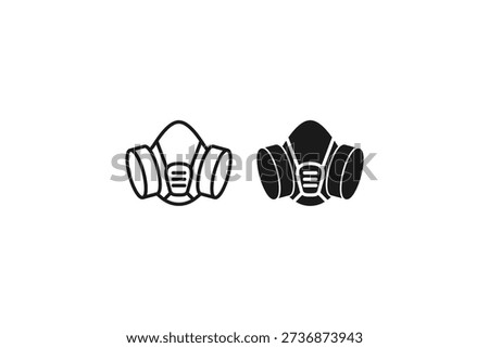 solid and outline icon of respirator