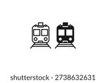 solid and outline icon of train