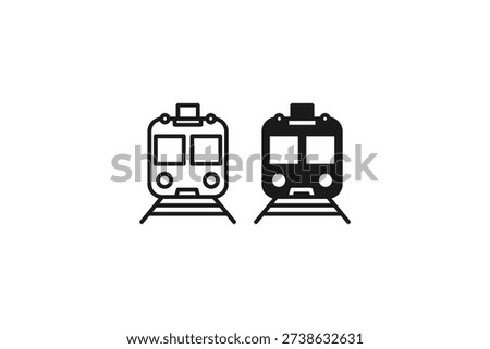 solid and outline icon of train