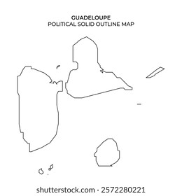 A solid outline map of Guadeloupe provides a clear representation of its political boundaries and geographic shape. This map is useful for educational and informational purposes.