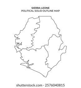 The solid outline map highlights the political borders of Sierra Leone. It serves as a clear representation useful for educational and geographical purposes.