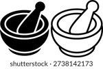 Solid and Outline Mortar Pestle