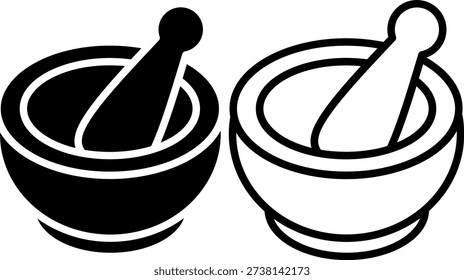 Solid and Outline Mortar Pestle