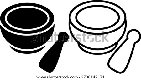Solid and Outline Mortar Pestle
