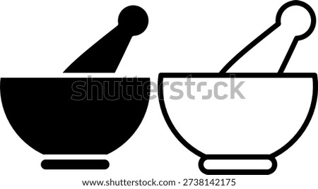 Solid and Outline Mortar Pestle