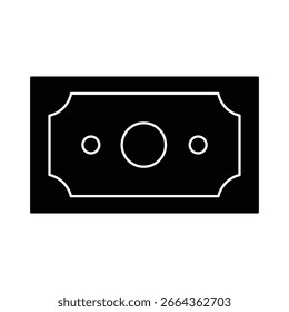 Icono de papel moneda sólido con signo de moneda para la transacción de ahorro de inversión bancaria financiera y diseño de Ilustración vectorial de concepto de presupuesto.