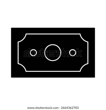 Solid paper money icon with currency sign for finance banking investment savings transaction and budget concept vector illustration design.
