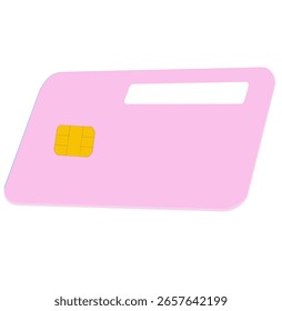 Solide, pastellrosa Kreditkarte mit Goldchip.