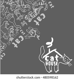 the solid pattern of the cats, called the cat house, a cat, cartoon illustration