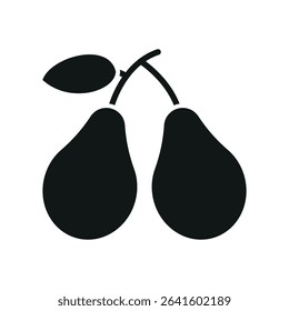 Solid pear icon in glyph style, great for fruit-themed apps and grocery tools.