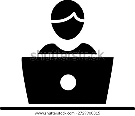 Solid person working on laptop computer at desk