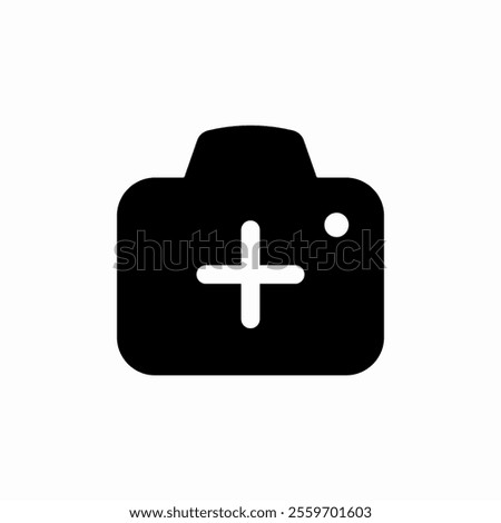 solid photo camera add plus icon sign vector