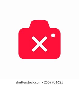 solid photo camera delete icon sign vector