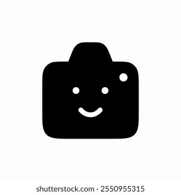 solid photo camera happy face portrait icon sign vector