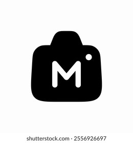 solid photo camera manual mode icon sign vector