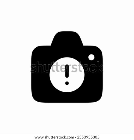 solid photo camera warning error exclamation mark icon sign vector