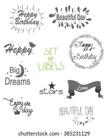 solid picture of the inscriptions of congratulations and good wishes, happy birthday, beautiful day,vintage