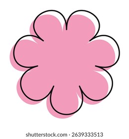 Solid pink flower with playful outline in loose black strokes. A bold, clean daisy with modern character.
