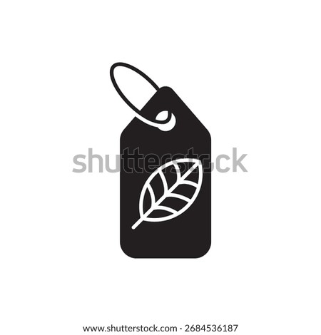 Solid price tag with a leaf, indicating eco-friendly and sustainable products.
