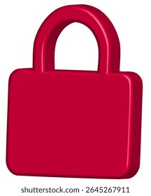 Vetor de Ícone de Segurança de Cadeado 3D Vermelho Sólido