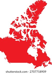 Mapa rojo sólido Silueta de Canadá
