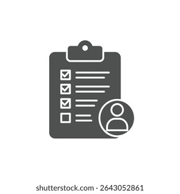 A Solid Representation of a Clipboard With a Checklist and a Person Profile Symbolizing Employee Performance Evaluation
