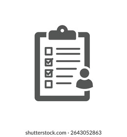 A Solid Representation of a Clipboard With a Checklist and a Person Profile Symbolizing Employee Performance Evaluation