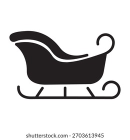 Ícone de trenó do Papai Noel sólido, ilustração de vetor de Natal