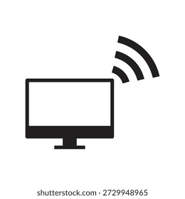 Solid screen with signal waves for remote connection