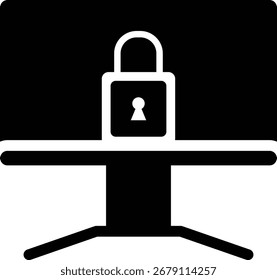Icono de monitor de computadora de seguridad sólida