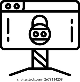 Icono de monitor de computadora de seguridad sólida