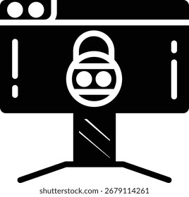 Icono de monitor de computadora de seguridad sólida