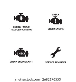 A solid set of engine warning lights dashboard icons.
