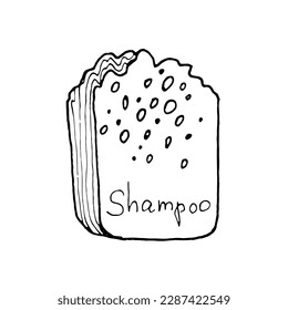 Solid shampoo bar. Hair and head scalp skin care cleaning product icon. Dry pressed soap outline drawing. natural organic hair care, hand made cosmetic beauty products for skin