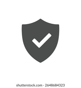 Solid Shield Checkmark Representation Security Reliable Protection Data Trust Assurance