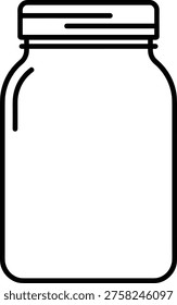 Solid silhouette vector icon of glass jar for kitchen storage, food preservation, canning, jam, honey, kitchenware, container, lid, pantry, packaging.