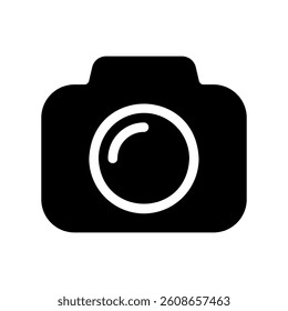 Solid simple camera icon representing photography, picture taking, or gallery