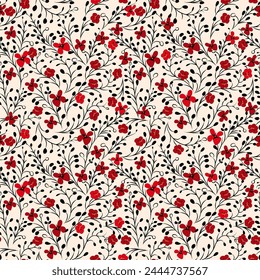Аbstract solid simple small flowers motifs with monochrome color tones illustration full all over vector design digital image