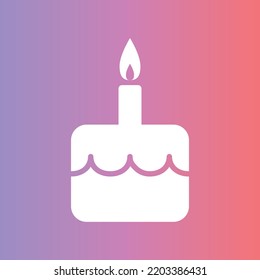 Solid single cake and candle birthday icon.