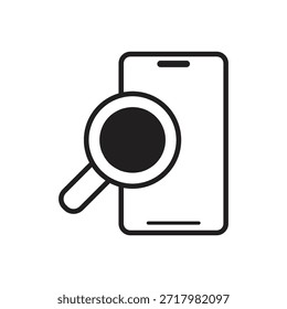 Solid smartphone with magnifying glass for search function.