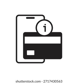 Silueta sólida del smartphone con la tarjeta de crédito y la información