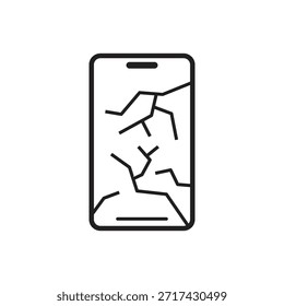 Silhueta de smartphone sólido com padrão de rachadura de vidro detalhado
