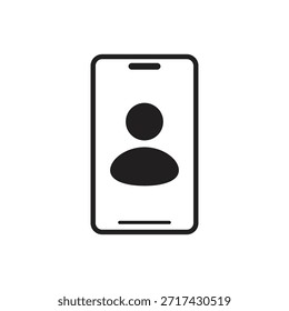 Silueta sólida del smartphone con el símbolo humano de la identidad del avatar