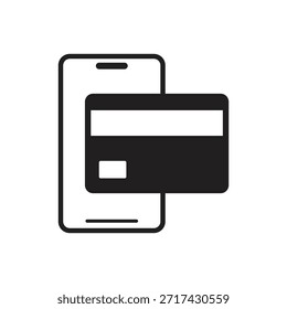 Silueta sólida del smartphone que muestra la interfaz de pago de la tarjeta de crédito