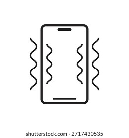 Silueta sólida del smartphone con líneas del efecto del movimiento de la vibración