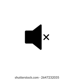 A solid speaker glyph with a small 'x' mark, indicating that sound is off, muted, or audio is unavailable.