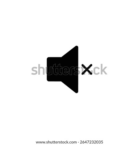 A solid speaker glyph with a small 'x' mark, indicating that sound is off, muted, or audio is unavailable.